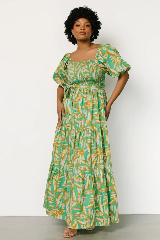 Women Forsythe Smocked Maxi Dress Green Print Baltic Born Maxi Dresses Women Forsythe Smocked Maxi Dress Green Print Baltic Born Maxi Dresses