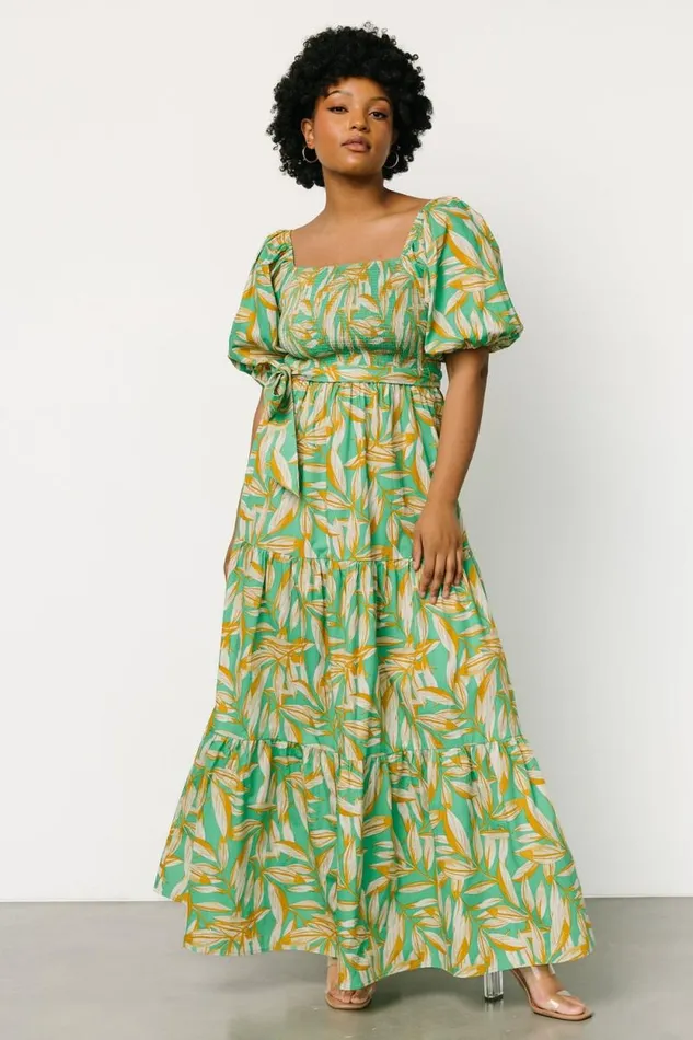 Women Forsythe Smocked Maxi Dress Green Print Baltic Born Maxi Dresses Women Forsythe Smocked Maxi Dress Green Print Baltic Born Maxi Dresses