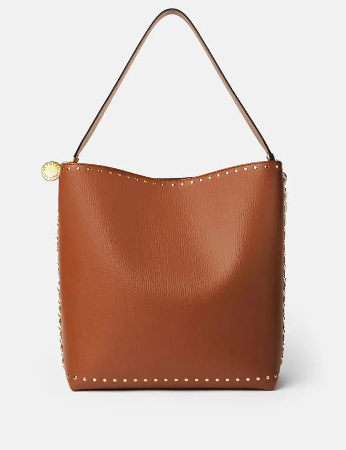 Women Frayme Studded Grainy Alter Mat Tote Bag Pecan Stella McCartney Frayme Bag
