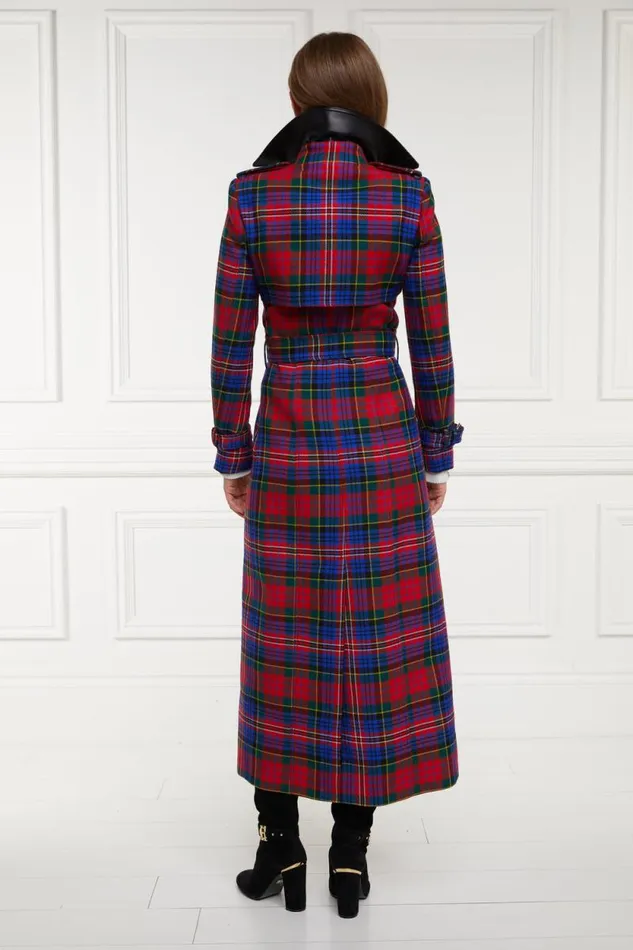 Women Full Length Marlborough Trench Coat Macpherson Tartan Holland Cooper Tailoring