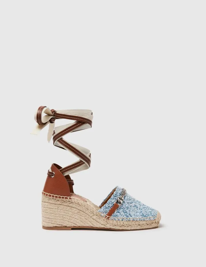 Women Gaia Boucl Platform Espadrille Wedges Dark Blue Denim Stella McCartney Espadrilles