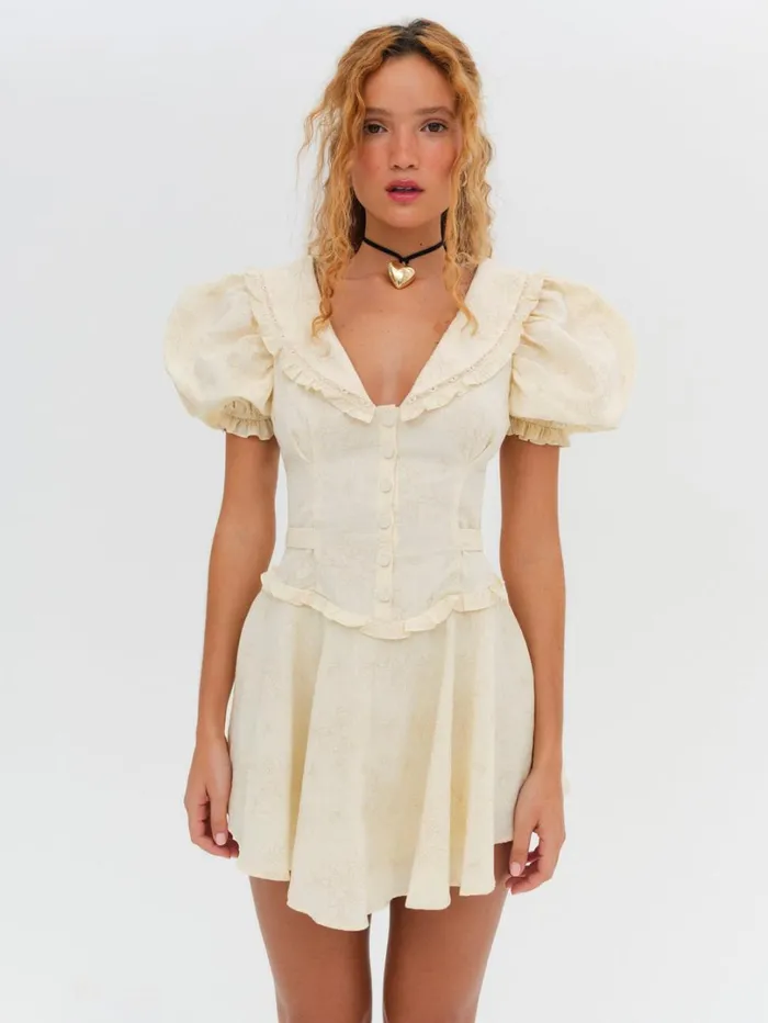 Women Gigi Mini Dress Beige For Love and Lemons Dresses
