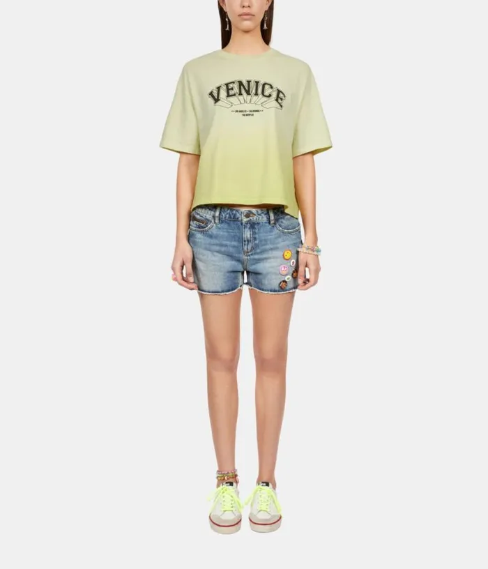 Women Gradient Yellow Tshirt With Venice Serigraphy THE KOOPLES Tshirts