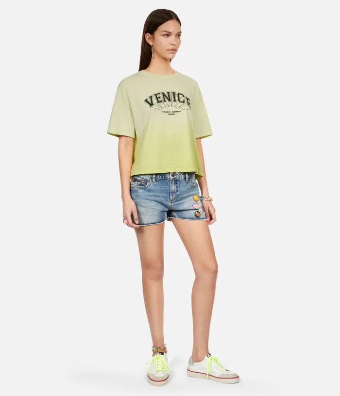 Women Gradient Yellow Tshirt With Venice Serigraphy THE KOOPLES Tshirts