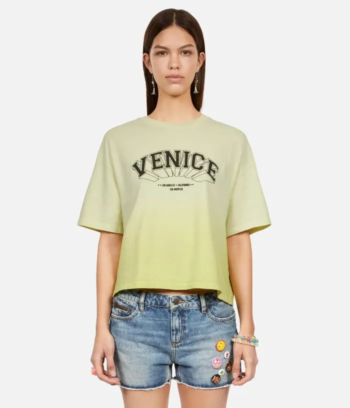 Women Gradient Yellow Tshirt With Venice Serigraphy THE KOOPLES Tshirts
