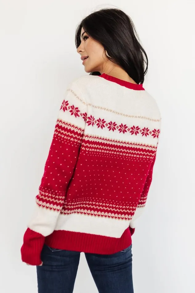 Women Griffin Knit Sweater Red Multi Baltic Born Sweaters