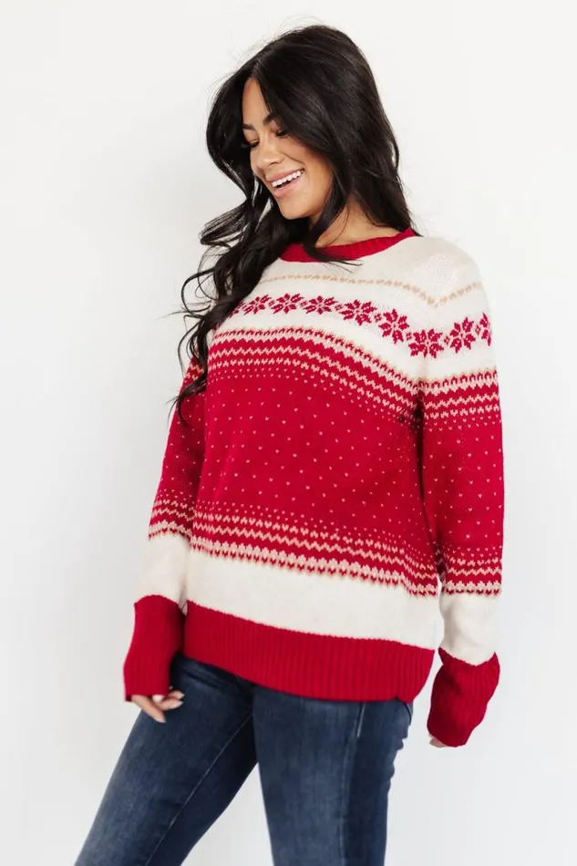 Women Griffin Knit Sweater Red Multi Baltic Born Sweaters