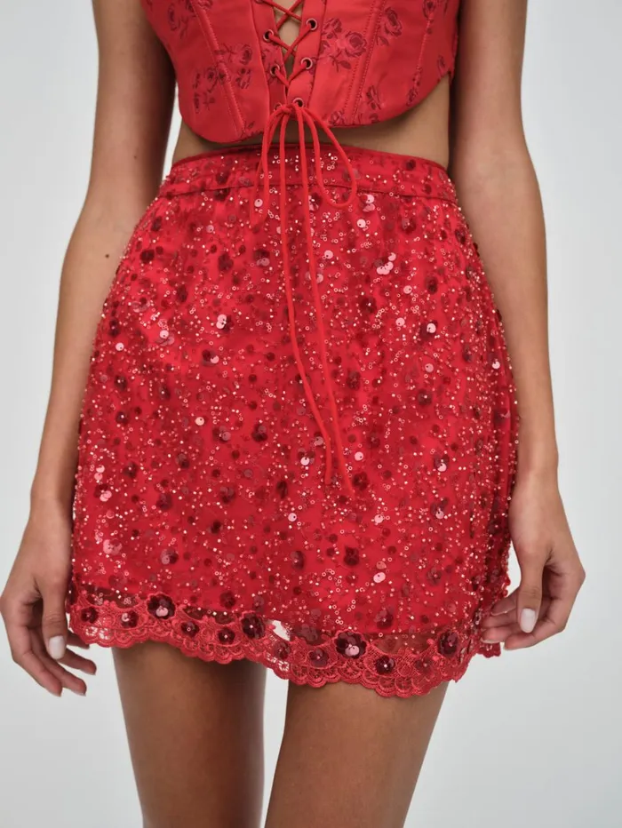 Women Gwendolyn Mini Skirt Red For Love and Lemons Bottoms Women Gwendolyn Mini Skirt Red For Love and Lemons Bottoms