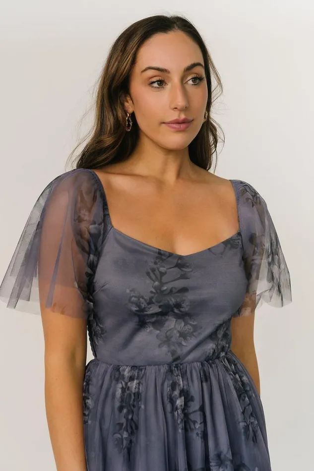 Women Gwyneth Tulle Midi Dress Slate Blue Multi Baltic Born Tulle Styles Women Gwyneth Tulle Midi Dress Slate Blue Multi Baltic Born Tulle Styles