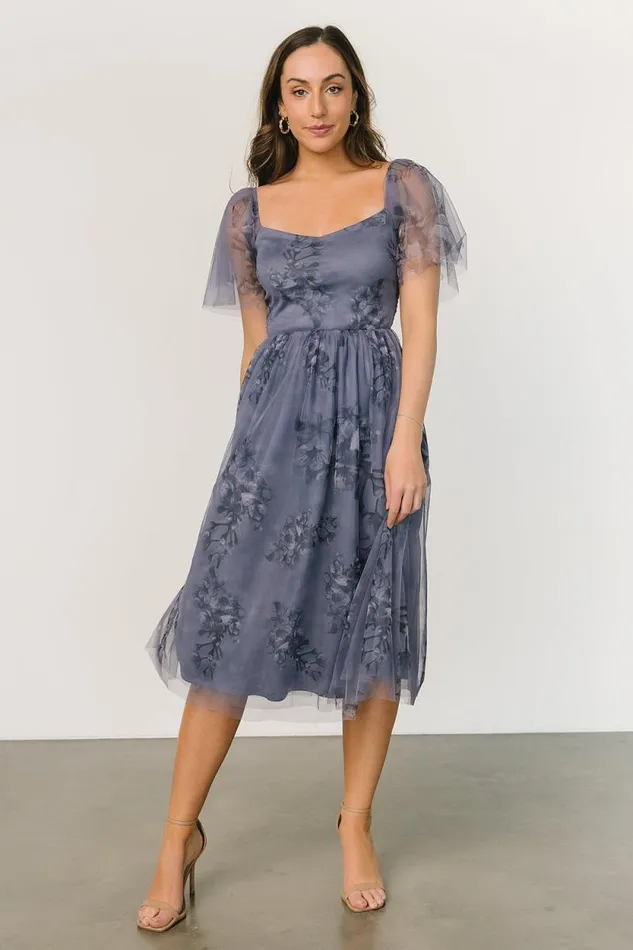 Women Gwyneth Tulle Midi Dress Slate Blue Multi Baltic Born Tulle Styles Women Gwyneth Tulle Midi Dress Slate Blue Multi Baltic Born Tulle Styles