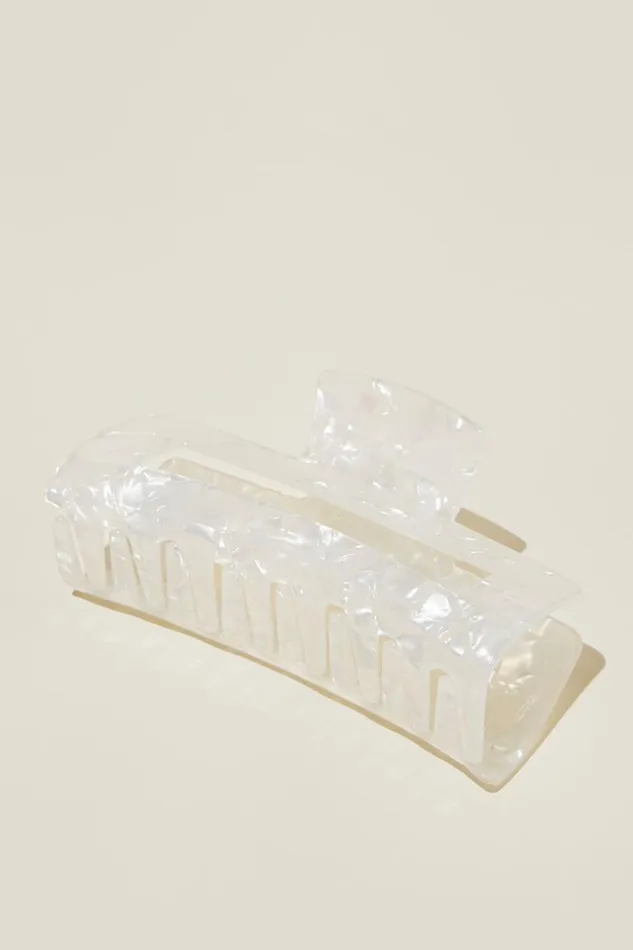 Women Hair Accessories Cotton On Extra Large Amber Hair Claw Bright White Marble