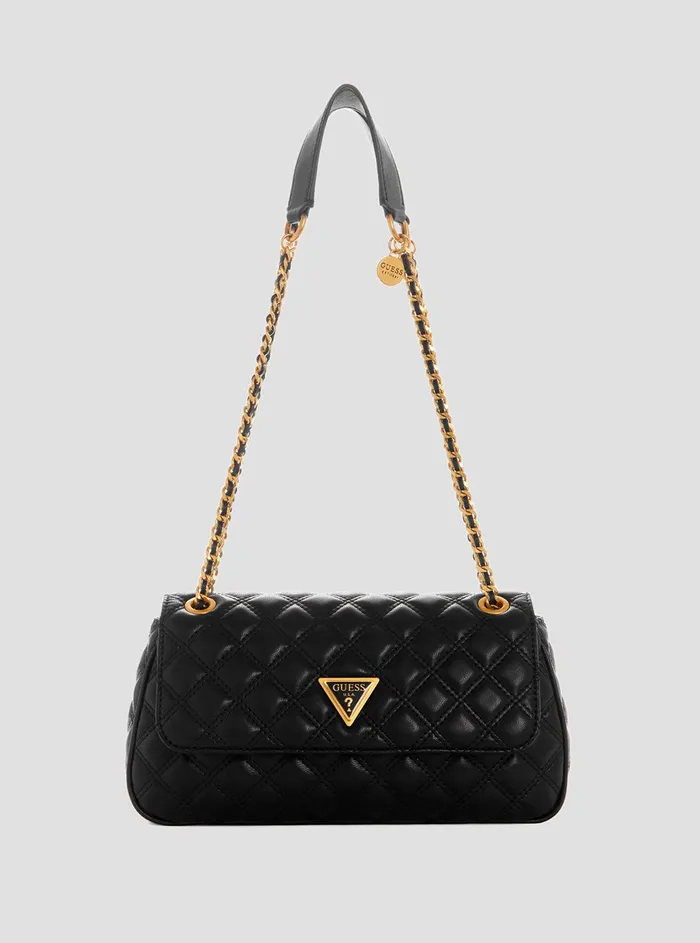 Women Half Flap GUESS Black Giully Quilted Crossbody Bag
