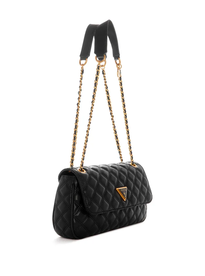Women Half Flap GUESS Black Giully Quilted Crossbody Bag