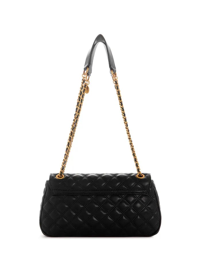 Women Half Flap GUESS Black Giully Quilted Crossbody Bag