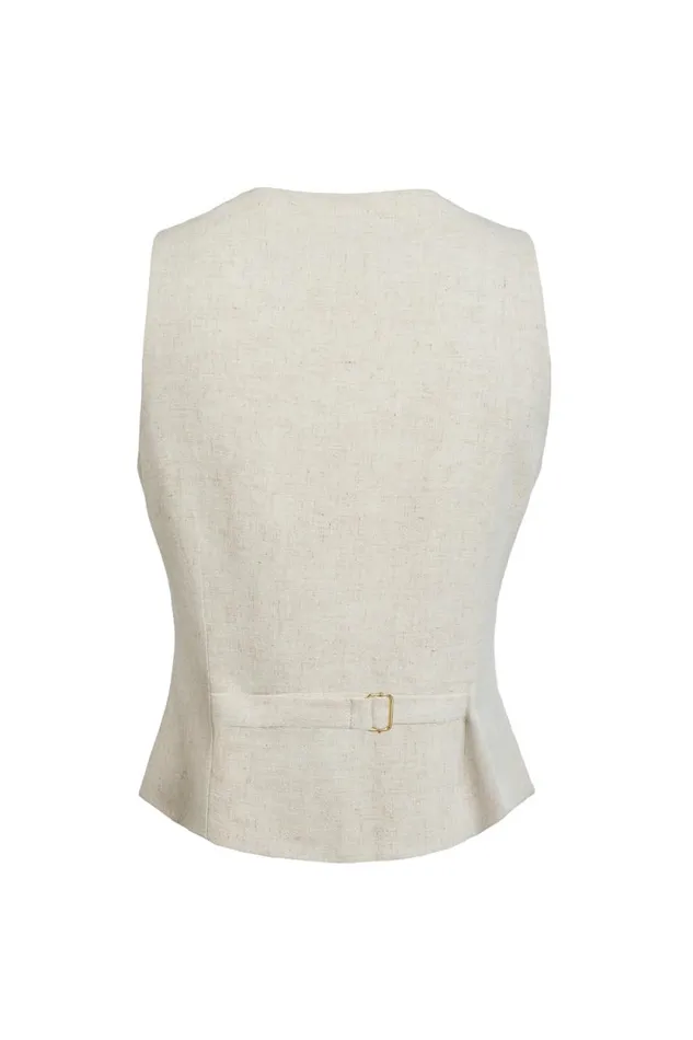 Women Hampton Waistcoat Natural Linen Holland Cooper Tailoring Women Hampton Waistcoat Natural Linen Holland Cooper Tailoring
