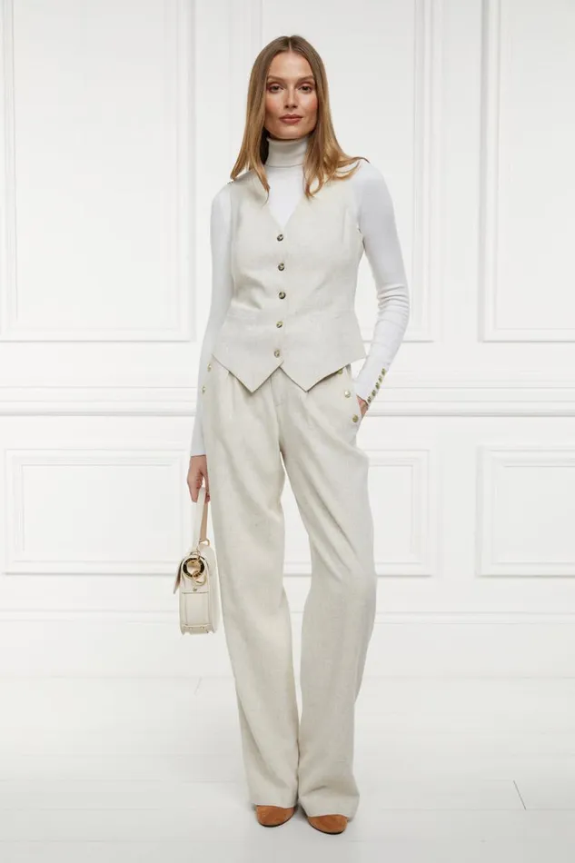 Women Hampton Waistcoat Natural Linen Holland Cooper Tailoring Women Hampton Waistcoat Natural Linen Holland Cooper Tailoring