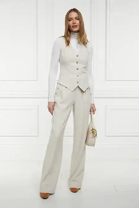 Women Hampton Waistcoat Natural Linen Holland Cooper Tailoring Women Hampton Waistcoat Natural Linen Holland Cooper Tailoring
