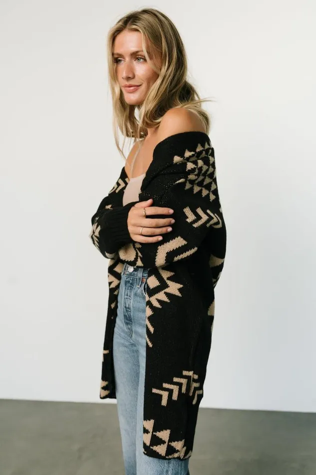 Women Hays Oversized Cardigan Black Tan Baltic Born Sweaters