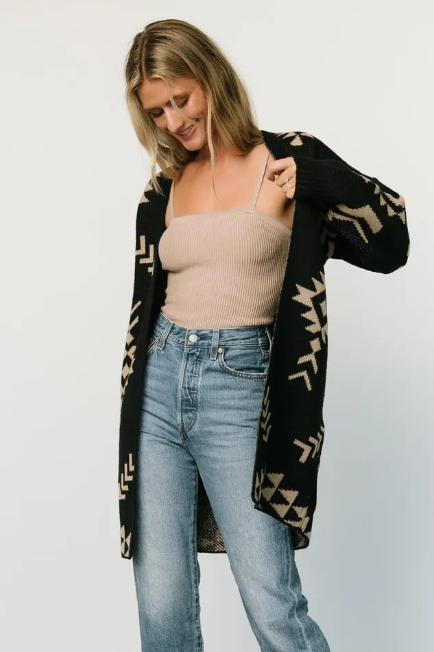 Women Hays Oversized Cardigan Black Tan Baltic Born Sweaters