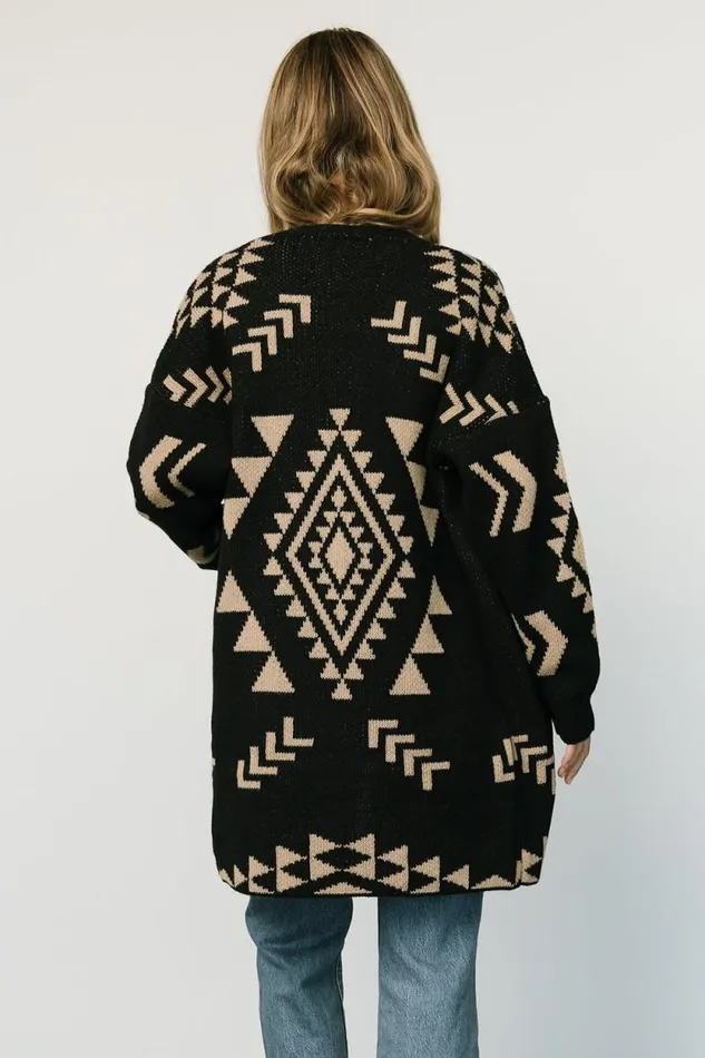 Women Hays Oversized Cardigan Black Tan Baltic Born Sweaters