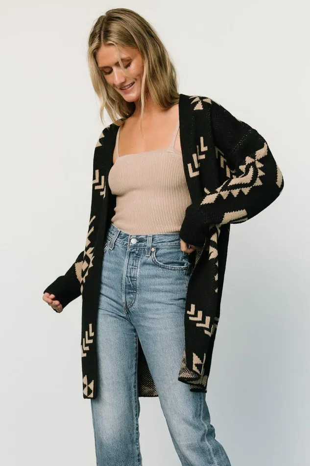 Women Hays Oversized Cardigan Black Tan Baltic Born Sweaters