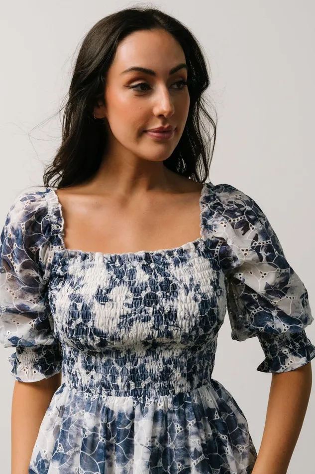 Women Hazel Eyelet Midi Dress Navy Baltic Born Midi Dresses Women Hazel Eyelet Midi Dress Navy Baltic Born Midi Dresses