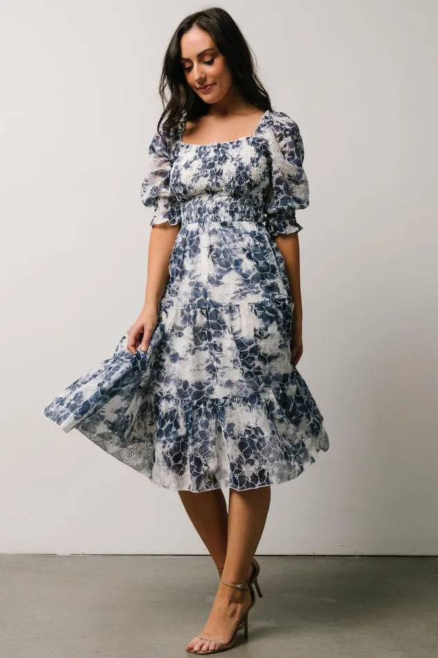 Women Hazel Eyelet Midi Dress Navy Baltic Born Midi Dresses Women Hazel Eyelet Midi Dress Navy Baltic Born Midi Dresses