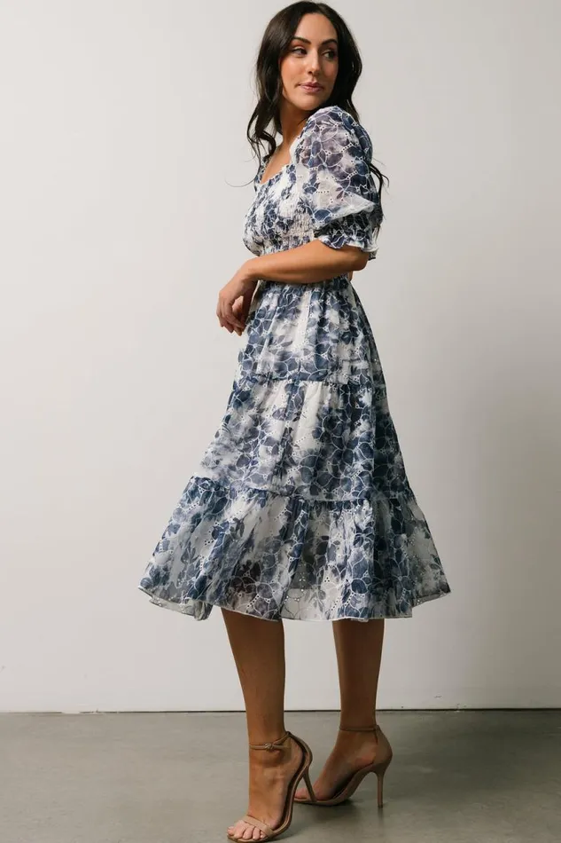 Women Hazel Eyelet Midi Dress Navy Baltic Born Midi Dresses Women Hazel Eyelet Midi Dress Navy Baltic Born Midi Dresses