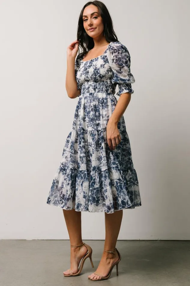 Women Hazel Eyelet Midi Dress Navy Baltic Born Midi Dresses Women Hazel Eyelet Midi Dress Navy Baltic Born Midi Dresses