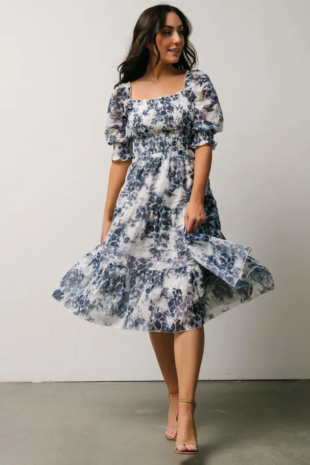 Women Hazel Eyelet Midi Dress Navy Baltic Born Midi Dresses Women Hazel Eyelet Midi Dress Navy Baltic Born Midi Dresses