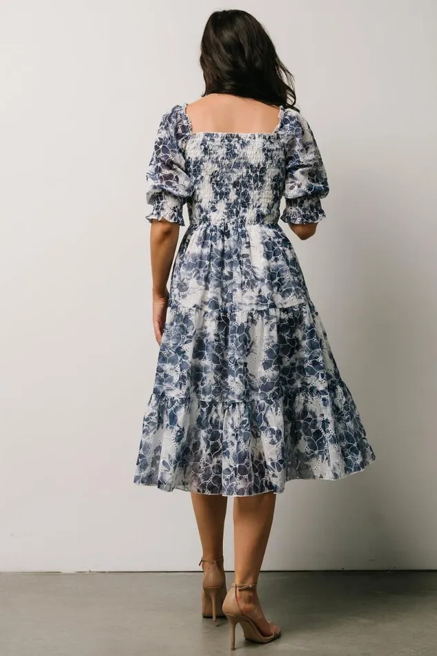 Women Hazel Eyelet Midi Dress Navy Baltic Born Midi Dresses Women Hazel Eyelet Midi Dress Navy Baltic Born Midi Dresses