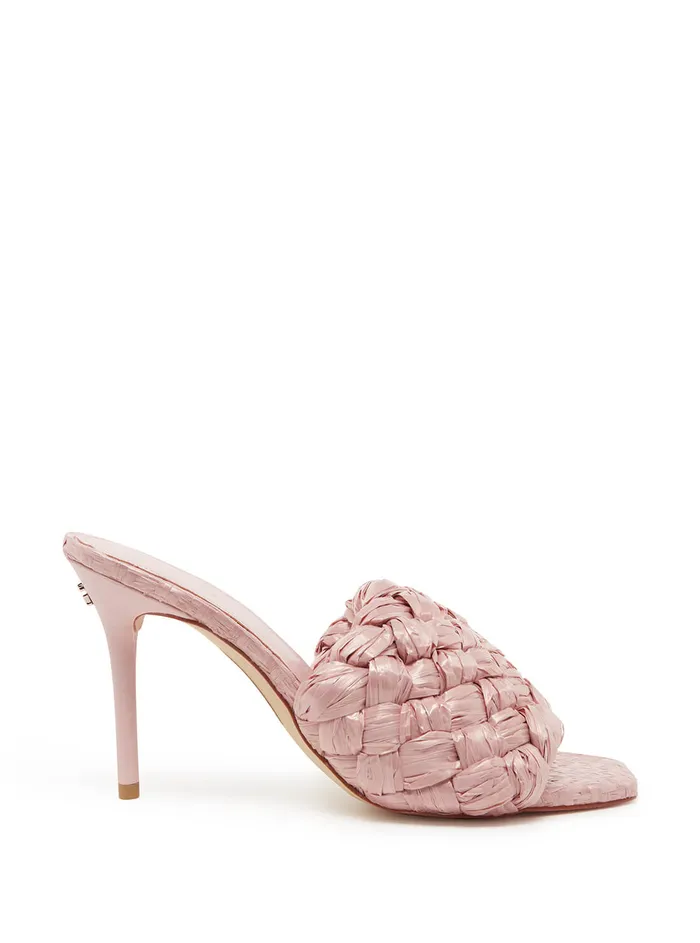 Women Heels GUESS Pink Byanna Woven Sandal Heels