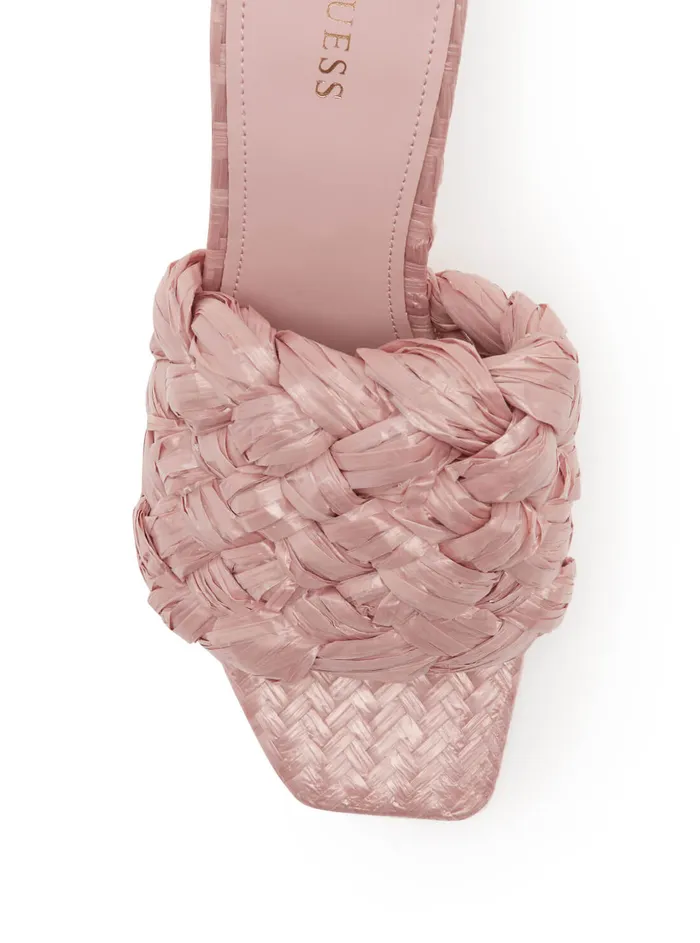 Women Heels GUESS Pink Byanna Woven Sandal Heels Women Heels GUESS Pink Byanna Woven Sandal Heels