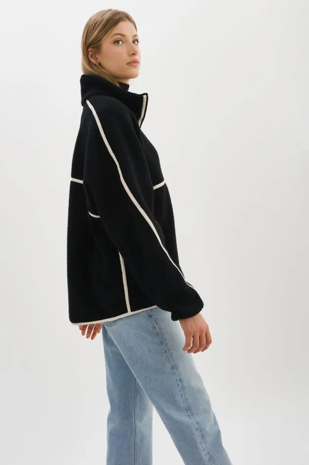 Women HELSA Polar Fleece Pullover Blackivory LAMARQUE Tops Women HELSA Polar Fleece Pullover Blackivory LAMARQUE Tops