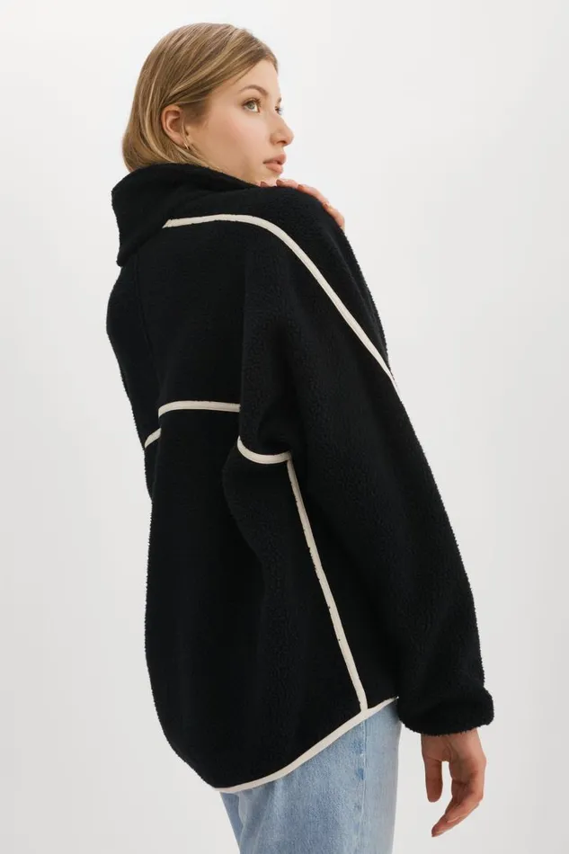 Women HELSA Polar Fleece Pullover Blackivory LAMARQUE Tops Women HELSA Polar Fleece Pullover Blackivory LAMARQUE Tops