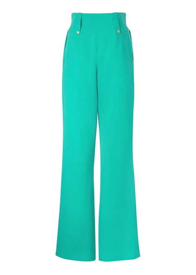 Women High Waisted Straight Trouser Jade Linen Holland Cooper Tailoring