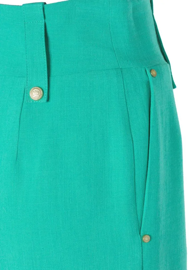 Women High Waisted Straight Trouser Jade Linen Holland Cooper Tailoring