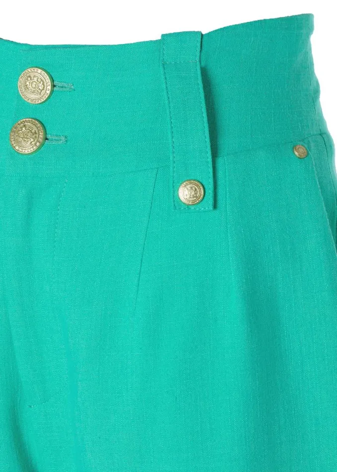 Women High Waisted Straight Trouser Jade Linen Holland Cooper Tailoring