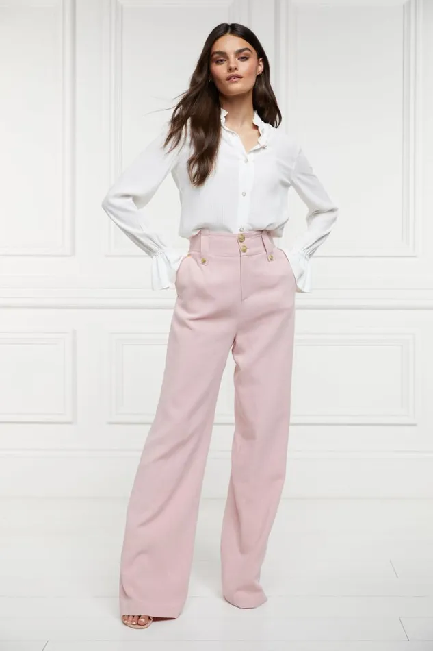 Women High Waisted Straight Trouser Pink Linen Holland Cooper Trousers Women High Waisted Straight Trouser Pink Linen Holland Cooper Trousers