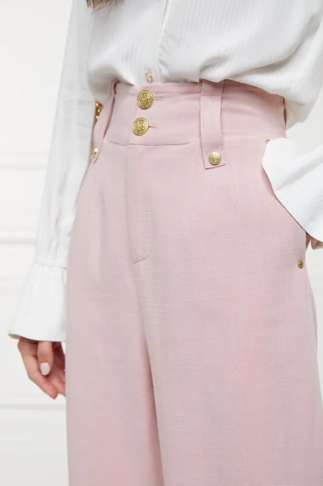 Women High Waisted Straight Trouser Pink Linen Holland Cooper Trousers Women High Waisted Straight Trouser Pink Linen Holland Cooper Trousers