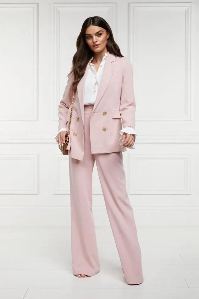 Women High Waisted Straight Trouser Pink Linen Holland Cooper Trousers Women High Waisted Straight Trouser Pink Linen Holland Cooper Trousers