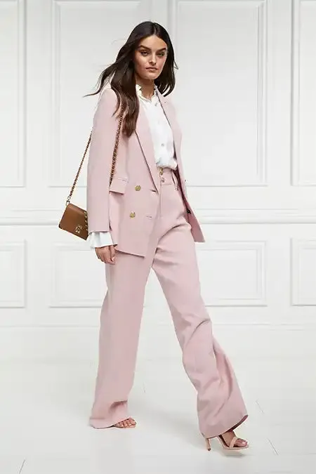 Women High Waisted Straight Trouser Pink Linen Holland Cooper Trousers Women High Waisted Straight Trouser Pink Linen Holland Cooper Trousers