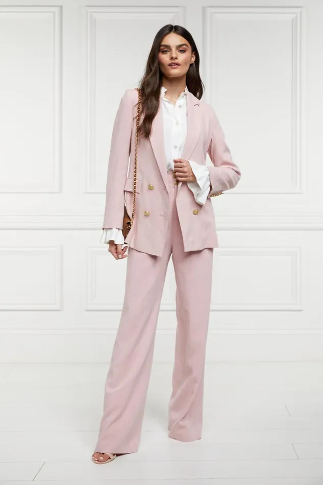 Women High Waisted Straight Trouser Pink Linen Holland Cooper Trousers Women High Waisted Straight Trouser Pink Linen Holland Cooper Trousers