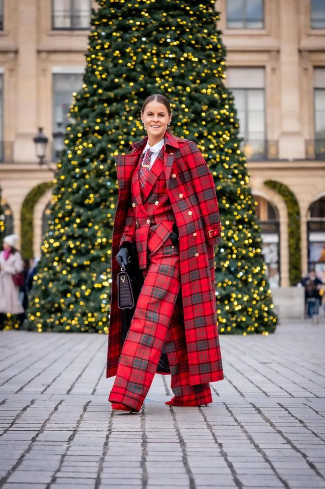 Women High Waisted Wide Leg Trouser 8211 Turn Up Red Tartan Holland Cooper Trousers