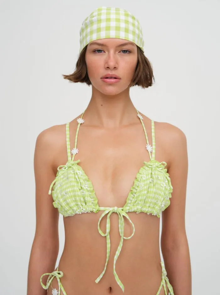 Women Hilary Triangle Bikini Top Green For Love and Lemons Swim Women Hilary Triangle Bikini Top Green For Love and Lemons Swim