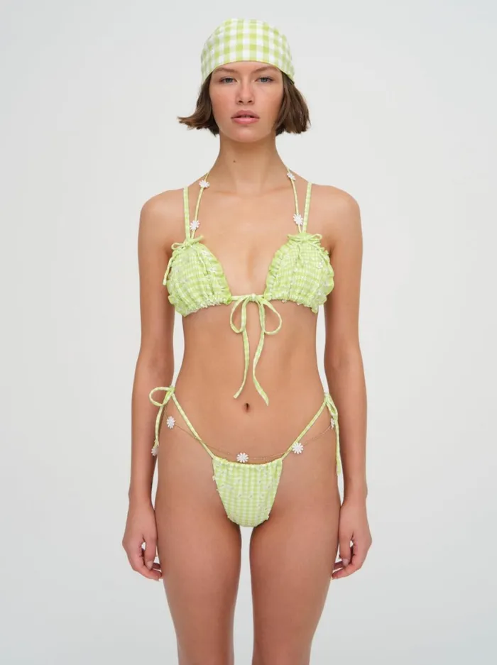 Women Hilary Triangle Bikini Top Green For Love and Lemons Swim Women Hilary Triangle Bikini Top Green For Love and Lemons Swim