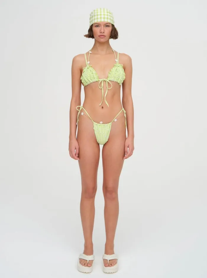 Women Hilary Triangle Bikini Top Green For Love and Lemons Swim Women Hilary Triangle Bikini Top Green For Love and Lemons Swim