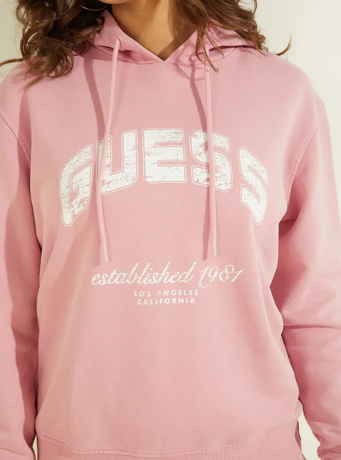 Women Hoodies GUESS Pink Bryony Active Logo Hoodie Jumper Women Hoodies GUESS Pink Bryony Active Logo Hoodie Jumper
