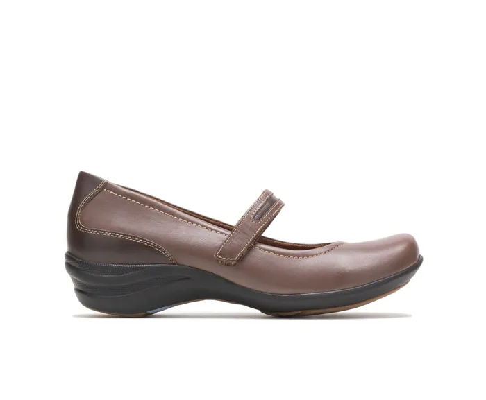 Women Hush Puppies Epic Mary Jane Dark Brown Leather Walking Shoes