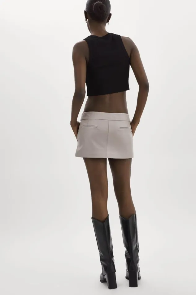 Women INAYA Leather Micro Mini Skirt Ash Grey LAMARQUE Skirts